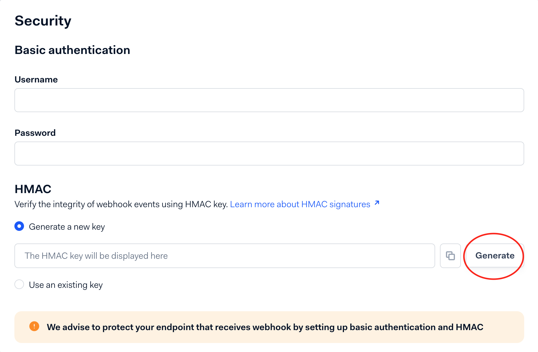 HMAC Key Generation